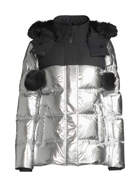 Moose Knuckles 3q Metallic Down Puffer Jacket Silver Black Editorialist