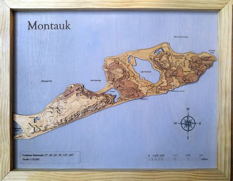 Montauk Long Island Wood Map — Meridian Maps