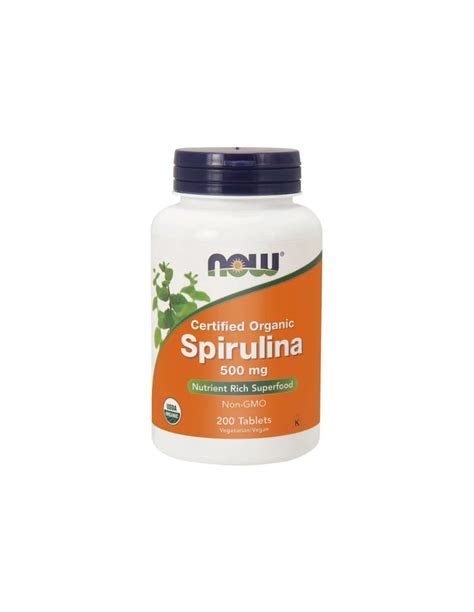 Spirulina 500 Mg 200 Tabletek NOW FOODS