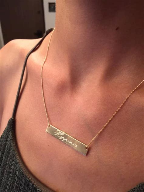 Gold Bar Necklace Personalized Name Bar Necklace 14k Gold Etsy