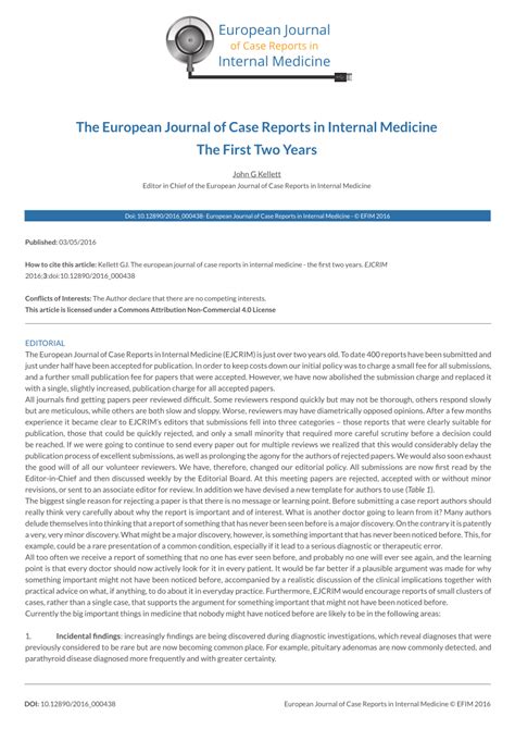 Case Report Internal Medicine Journal - MedicineWalls