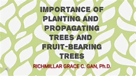 IMPORTANCE OF PLANTING AND PROPAGATING TREES AND FRUIT BEARING TREES