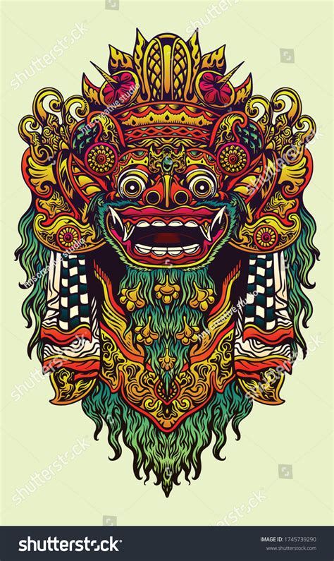 Barong Bali Traditional Mask Vector Art Stock Vector Royalty Free