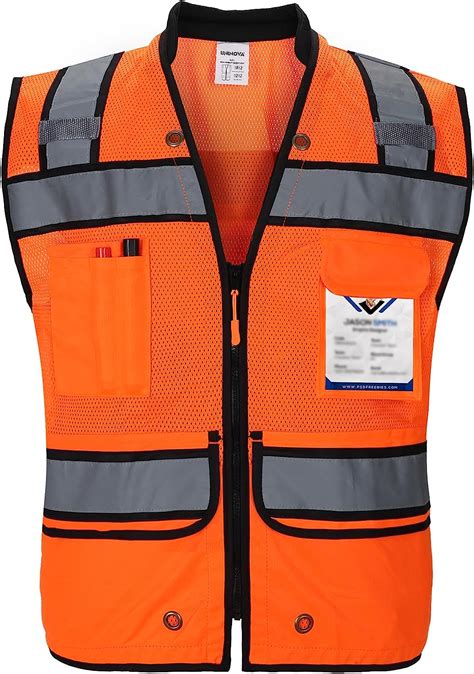 Uninova High Visibility Safety Vest Multi Pockets Reflective Mesh