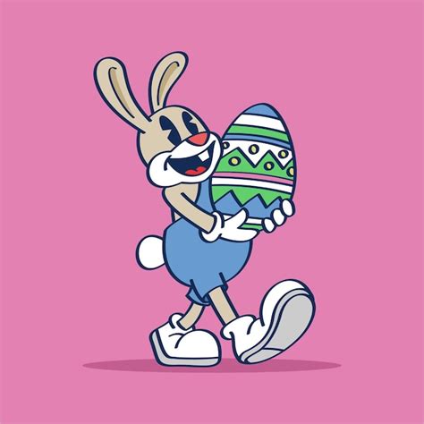 Premium Vector A Cartoon Rabbit Holding An Easter Egg