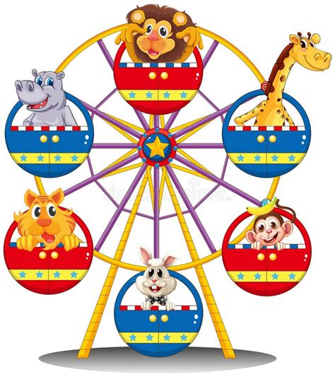 A Carnival Ride With Animals Stock Vector Illustration Of Group