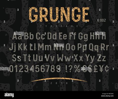 Grunge Font With Rough Stamp Texture Effect Vintage Typeface Vectors