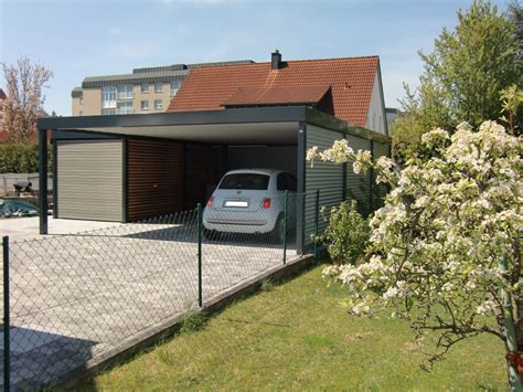 Doppel Carport Aus Stahl Mit Ger Teraum Abstellkammer Seitlich