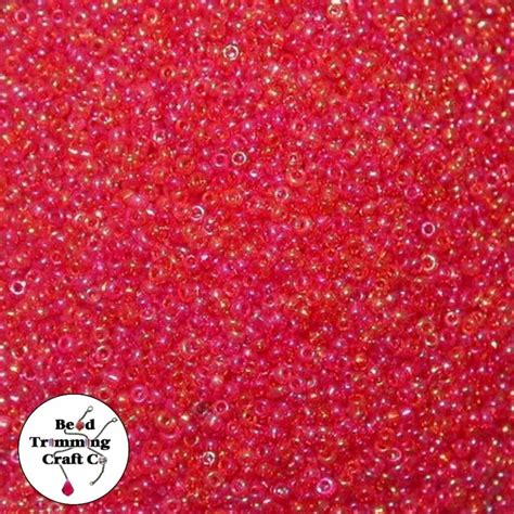 Seed Bead 150 Red Ab Transparent Price Per Gram Bead Trimming