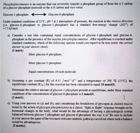 SOLVED: Phosphoglucomutase is an enzyme that can reversibly transfer 3 ...