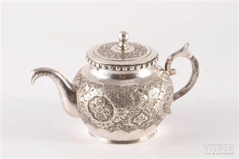 Комплект: мини-самовар, заварник, поднос, пиала, серебро, 84 проба ...