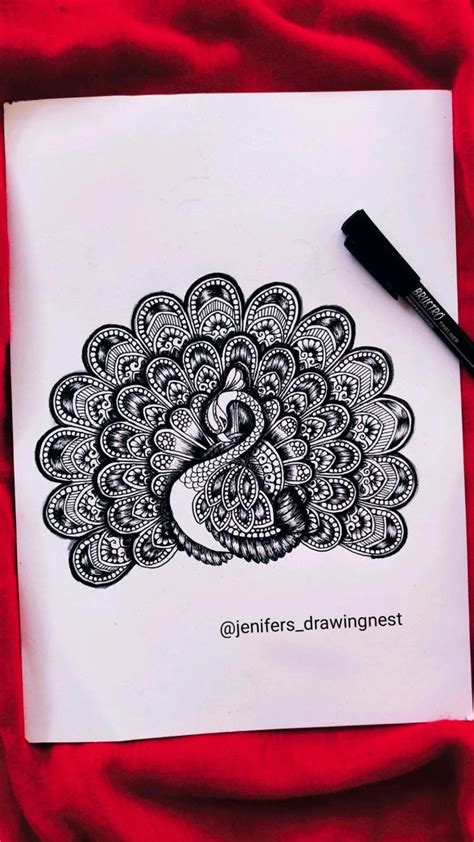 Peacock Mandala Drawing Peacock Doodle Peacock Zentangle Mandala