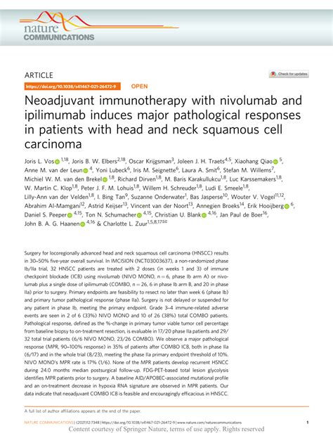 Pdf Neoadjuvant Immunotherapy With Nivolumab And Ipilimumab Induces