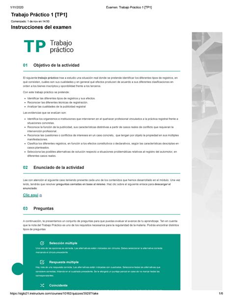 Examen Trabajo Pr Ctico Tp Trabajo Pr Ctico Tp Comenzado