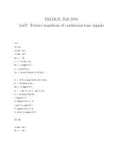 Fourier Transform Of Continuous Time Signals Lab7 For ELG3125 Course