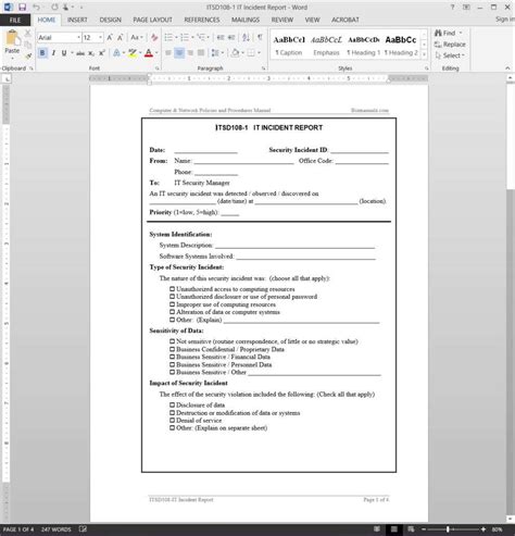 It Incident Report Template