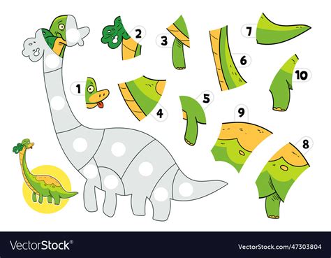 Jigsaw puzzle games puzzle with dinosaur Vector Image