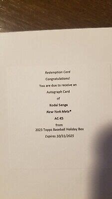 Topps Holiday Kodai Senga Auto Autograph Redemption Ebay