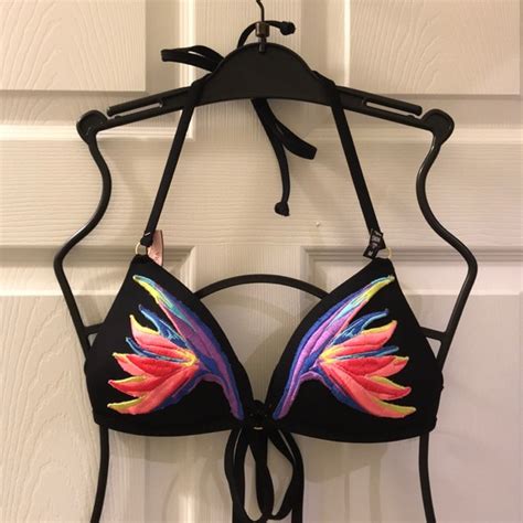 Pink Victoria S Secret Swim Top Only Vs Pink Triangle Embroidered Bikini Poshmark