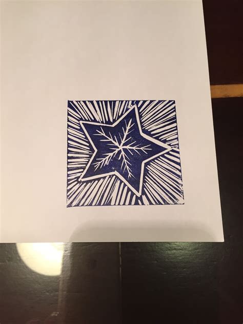 Linoprint Star Christmas Card Print Christmas Card Christmas Prints