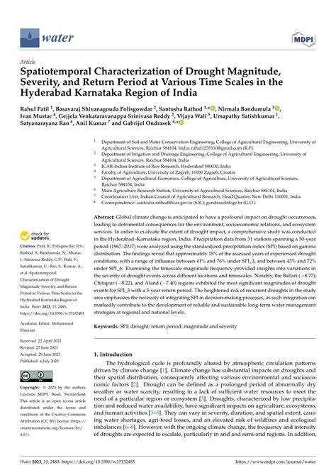 Pdf Characterization Of Drought Magnitude Severity And Return