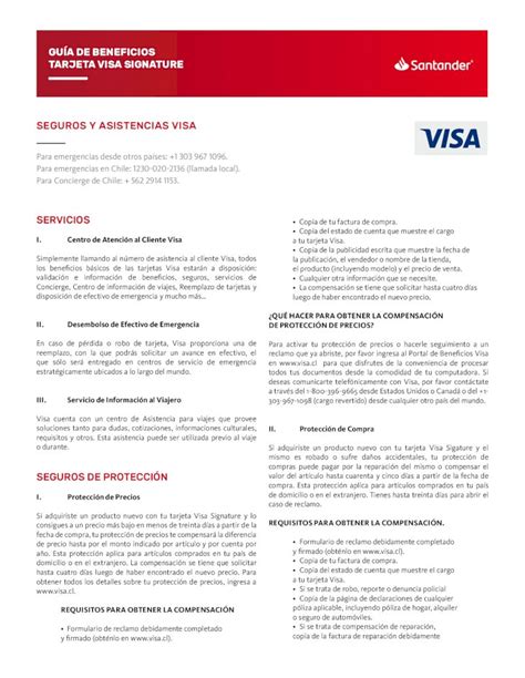 PDF GUÍA DE BENEFICIOS TARJETA VISA SIGNATURE los beneficios