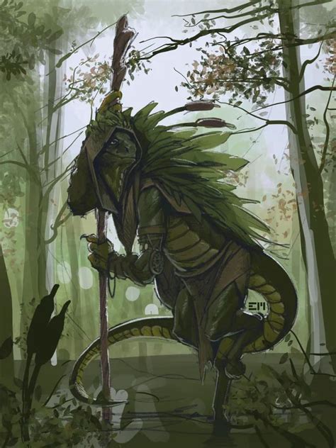 OC Art Lizardfolk Druid DnD Dungeons And Dragons Characters