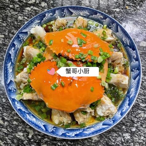 【葱油青蟹，肉末蒸青蟹，肉蟹的做法步骤图】蟹哥小厨f下厨房