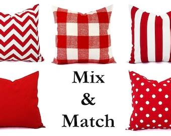 Red Pillow Cover Red Grey Pillow Cover Red Throw Pillow Etsy