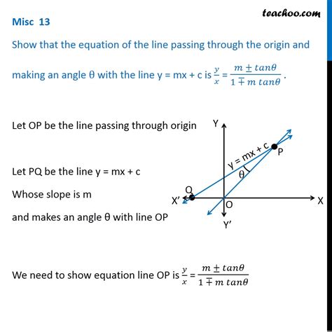 Misc Equation Of Line Passing Through Origin Making Angle