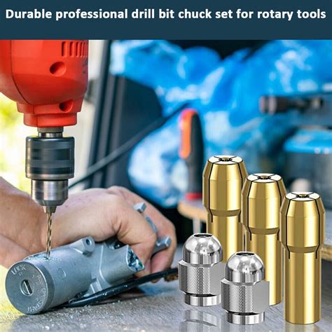 Rotary Tool Heavy Duty Nut Keyless Drill Chuck Collet Set Quick Change