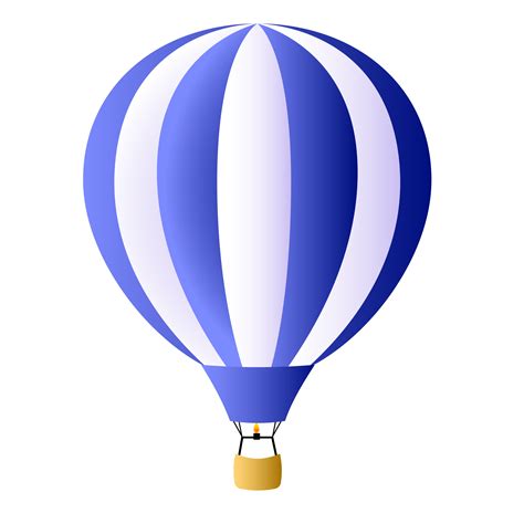 A Clipart Image Of A Blue Hot Air Balloon With A Basket And Ropes Set Against A Transparent