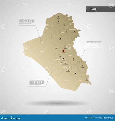 Vector Map Of Iraq High Detailed Country Map With Division Cities And Capital Baghdad