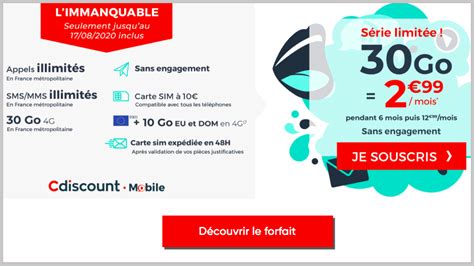 Fin De Promo Cdiscount Mobile Forfait 30 Go à 299€mois