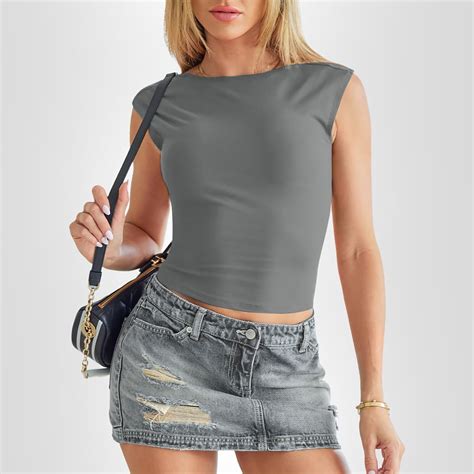 Weant T Shirts For Women Womens Sexy Sleeveless High Neck Crop Tops