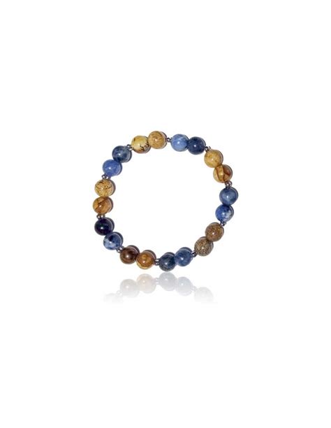 Bracelet Duo De Sodalite Et Jaspe Paysage Pierres Boules 8 Mm