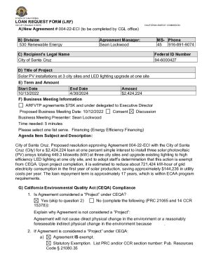 Fillable Online LOAN REQUEST FORM LRF A New Agreement 004 22 ECI