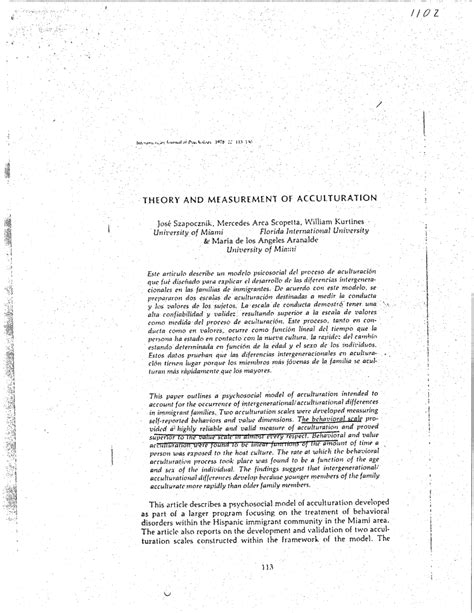 (PDF) Acculturation: Theory and measurement