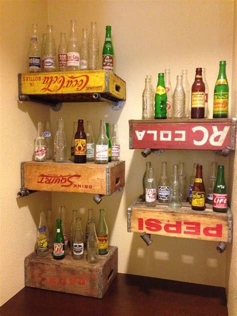 Soda Bottles On Shelves Made From Crates Vintage Soda Bottles Soda