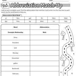 Abbreviation Worksheets For 2nd Grade