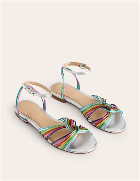 Twist Front Sandals Multi Metallic Leather Boden UK