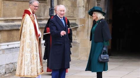 King Charles appeared in public at Easter Sunday church service ...