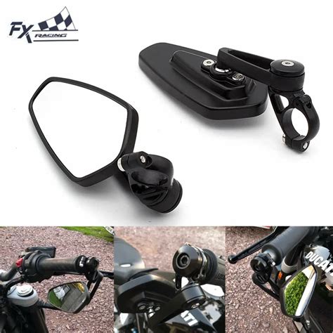 7 8 22mm HandleBar End Mirror Universal Motorcycle Rear View Black