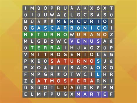 Ca A Palavras Sistema Solar Wordsearch