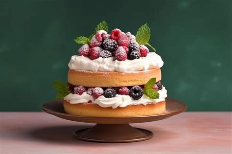 Premium Photo Delicious Cake Naked Cake With Berries