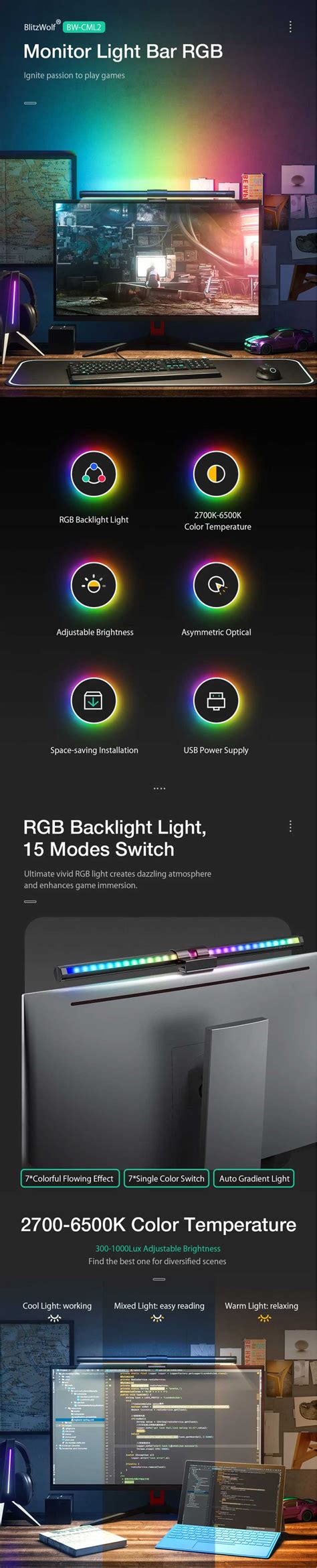 Blitzwolf Bw Cml Rgb Desktop Monitor Light Bar Price In Bangladesh