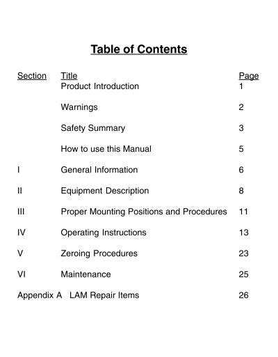 Table Of Contentssection