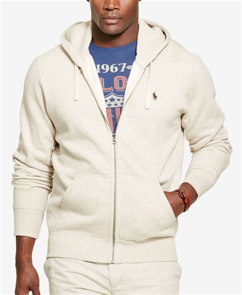 Polo Ralph Lauren Big And Tall Classic Fleece Full Zip Hoodie In Almond