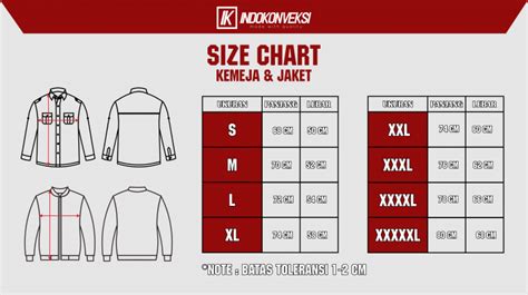 Size Chart Konveksi Pdl Jogja