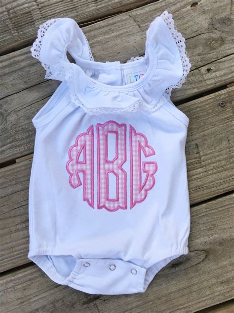 Gingham Monogram Baby Bubble Romper Ciao Bella Boutique Baby